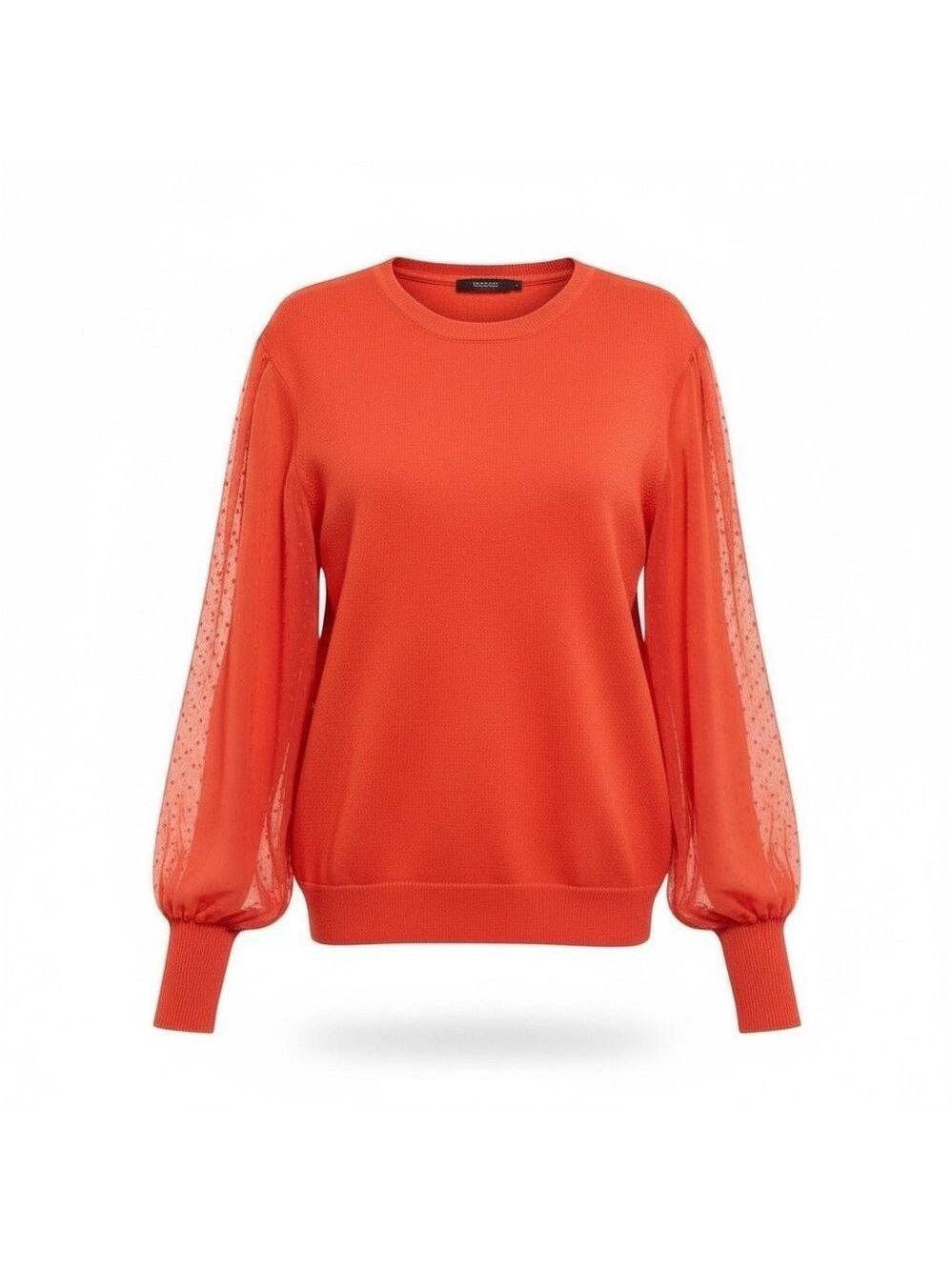 Calvin Klein Orange Knit Sequin Sleeve Sweater Large
